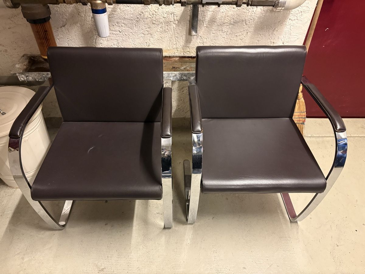 Stühle: Chaises vintage cuir brun & chrome – Gebraucht aus Basel von Colinecolune