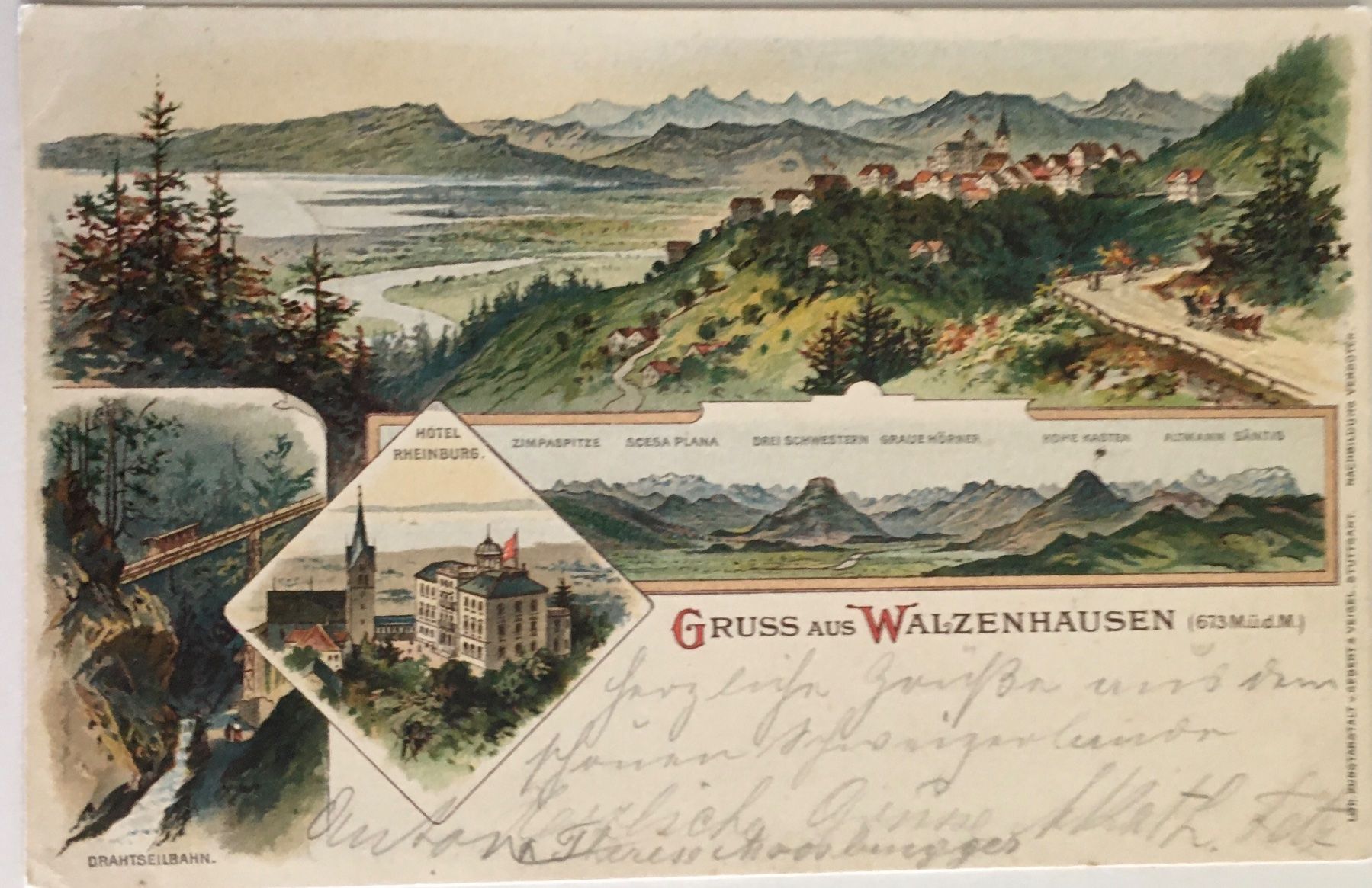 Cartoline postali: Gruss aus Walzenhausen, Litho, 1901 – Usato da Frauenfeld venduto da Merk52