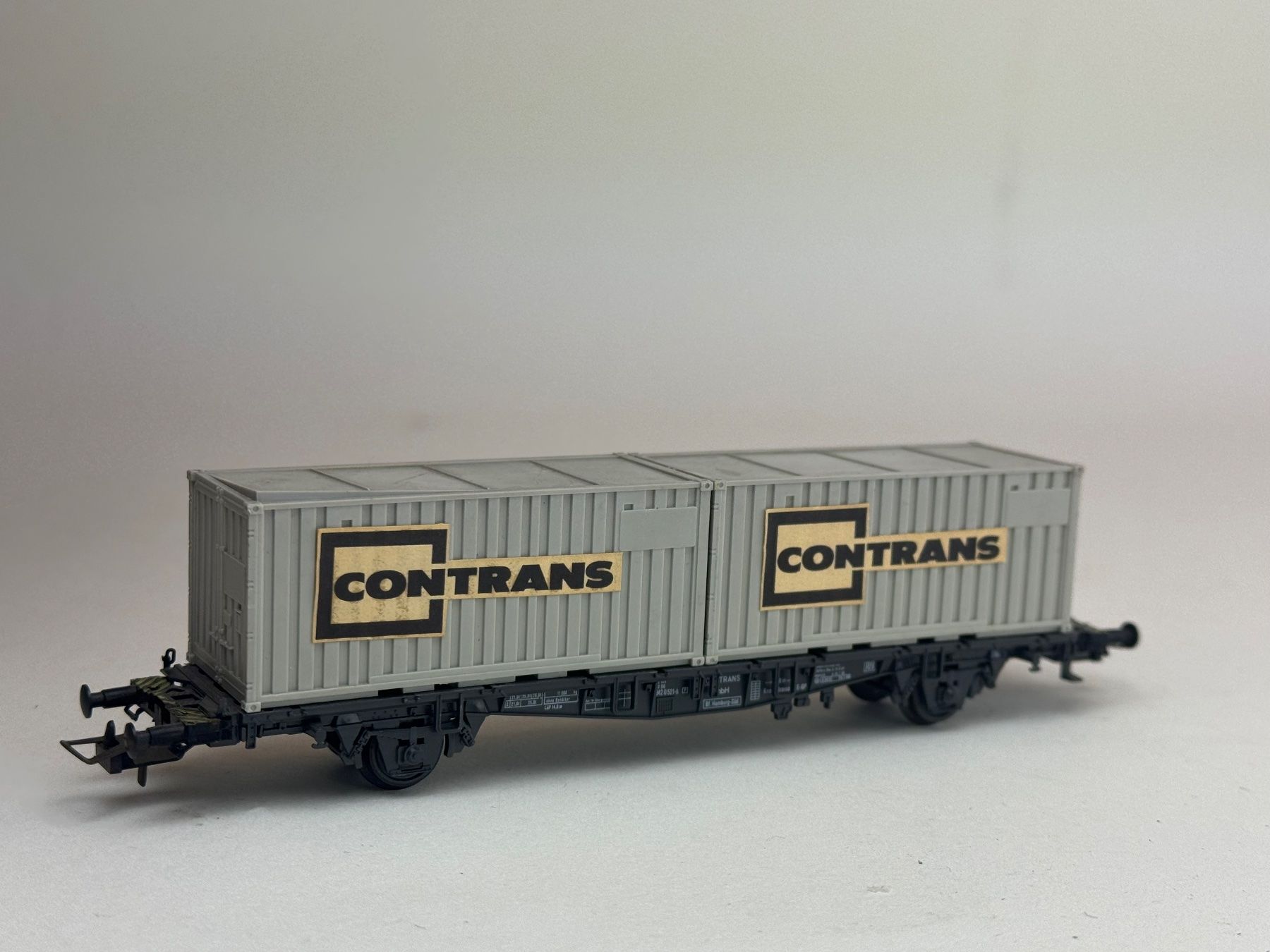 Lima Modellini di ferrovie: HR- Röwa Containertragwagen Contrans – Usato da Elm venduto da Wikmtz