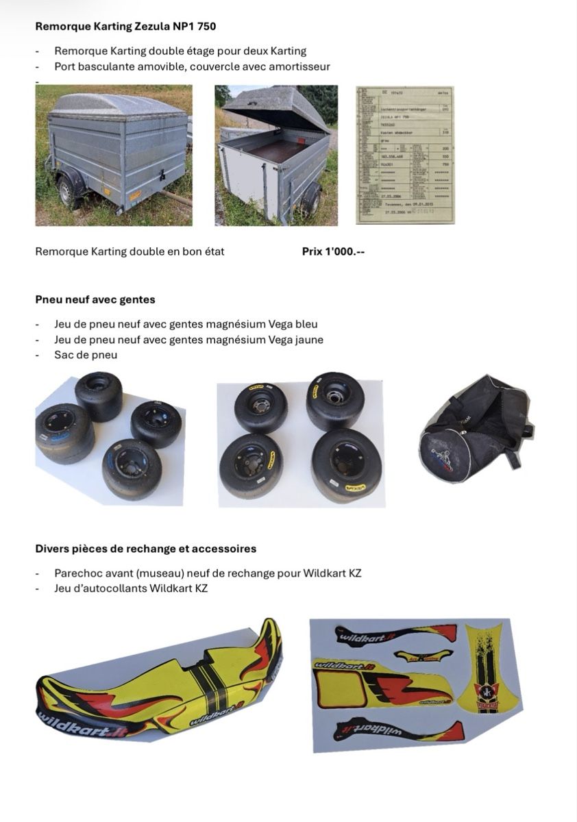 Go-Kart: Kart + remorque et accessoires – Usato da Pieterlen venduto da L.Huber 2