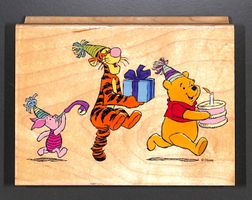 Disney Winnie The Pooh Party Parade holzmontierter Gummistp.