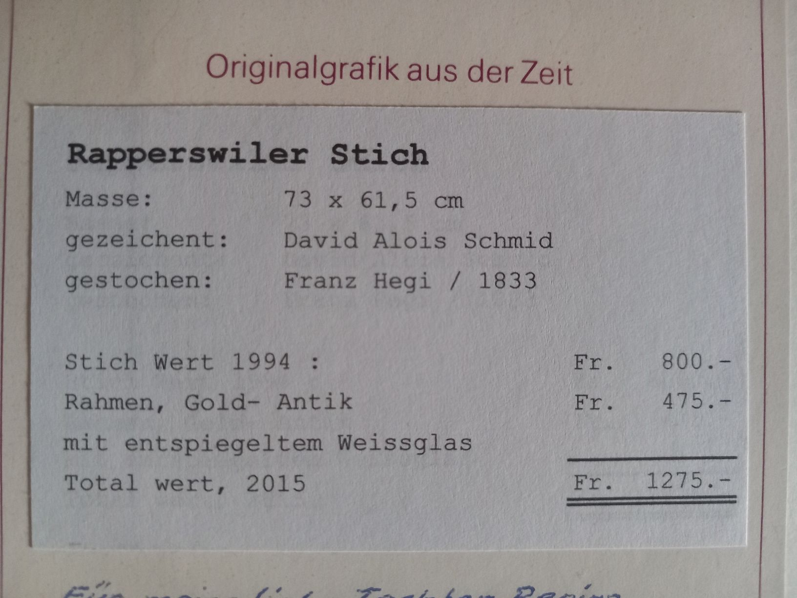 Stiche: Rapperswil Stich – Neu (gemäss Beschreibung) aus Näfels von gil_sindamel 2