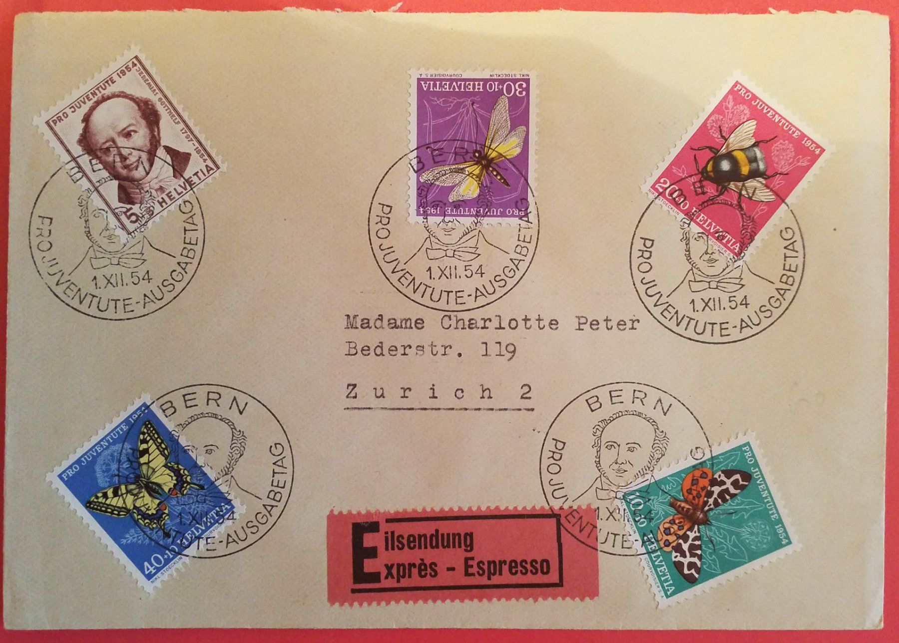 Tutti i francobolli: B270) 1954, Pro Juventute FDC Kt. 120.- – Nuovo (secondo la descrizione) da Baden venduto da Eggi