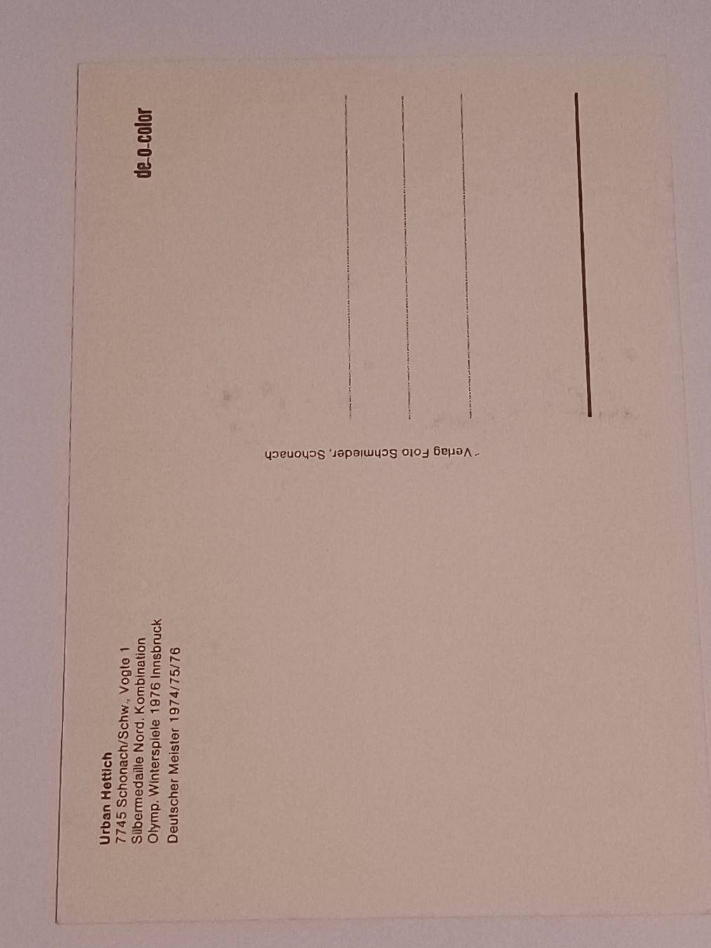 Autogramme: Urban Hettich - Olympia Silber - handsigniert – Gebraucht aus Menziken von Autogramme 1