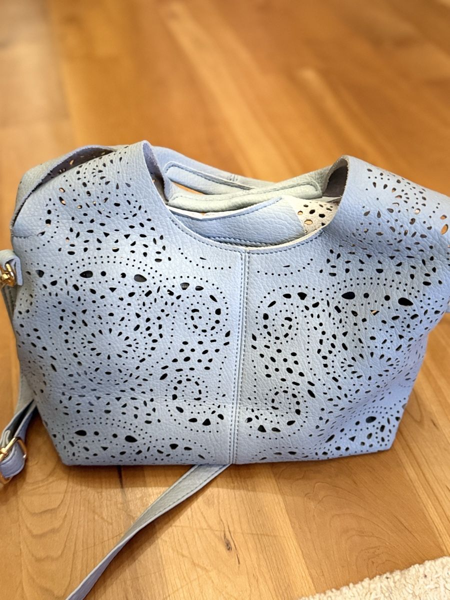 Borse da donna: Hellblaue Damen Handtasche mit Muster - Sommerlich! – Usato da Glattbrugg venduto da Toya77 5