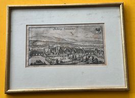 Matthäus Merian Kupferstich, Aarberg 1654 gerahmt