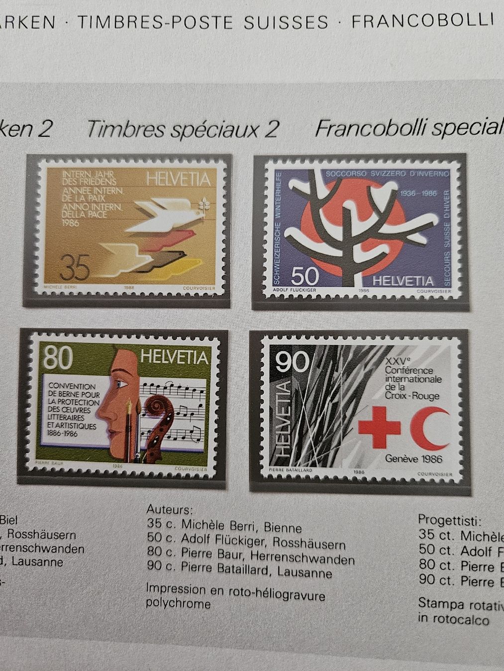 Tutti i francobolli: Helvetia Sondermarken 1986 – Nuovo e nell'imballaggio originale da Chur venduto da Kohla1980