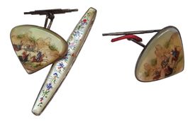 Antike Manschettenknöpfe + Brosche Biedermeier Perlmutt