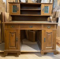 Schreibtisch Eiche mit Aufsatz, Jugendstil, guter Zustand
