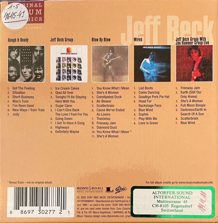 Jeff Beck * Original Album Classics (5xCD) | Kaufen Auf Ricardo