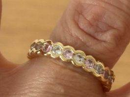 Luxus Elegante gr.19/9 Ring Zirkonia Memoire Goldfarben