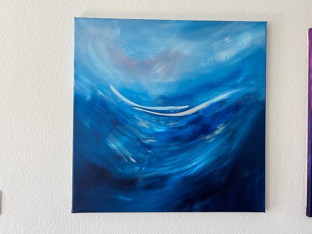 Dipinti: Acrylbild 70x70cm "Hoffnung" blau & silber – Nuovo e nell'imballaggio originale da Urdorf venduto da manuela4 1