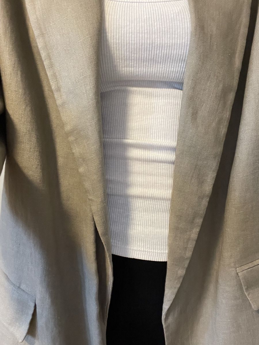 Zara Completi & Tailleur: Zara Leinen Blazer, Khaki – Usato da Adliswil venduto da fabienne1234567 2