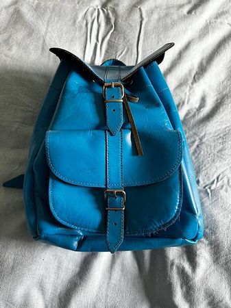 Leder Rucksack Blau