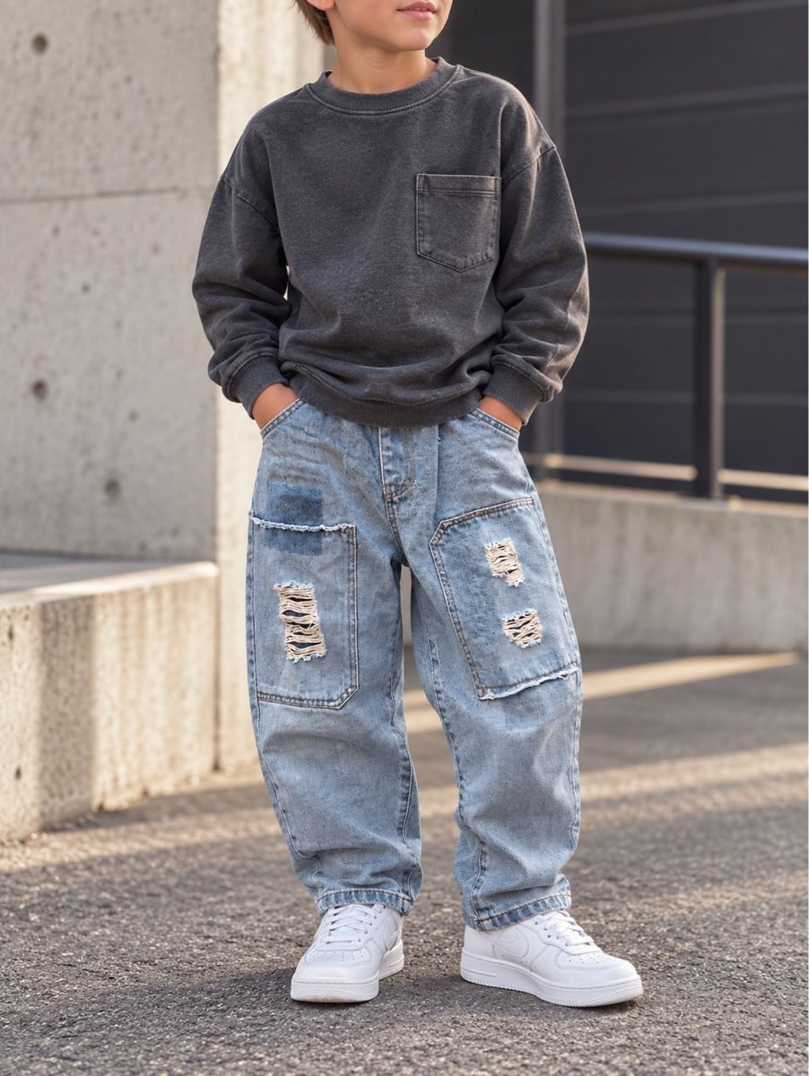 Jeans: JEAN CARGO ENFANT BLEU CLAIR – Nuovo (secondo la descrizione) da Lausanne venduto da mar_6snp