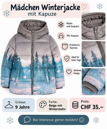 Mädchen Winterjacke mit Kapuze