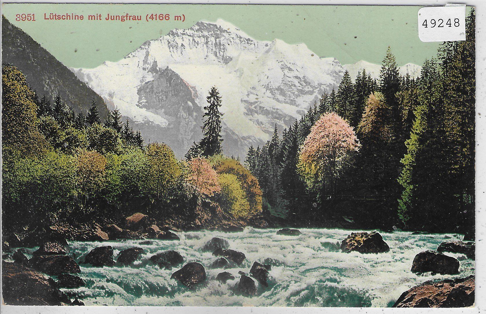 Cartoline postali: Lütschine mit Jungfrau - Litho – Usato da Ettingen venduto da Kartenplanet