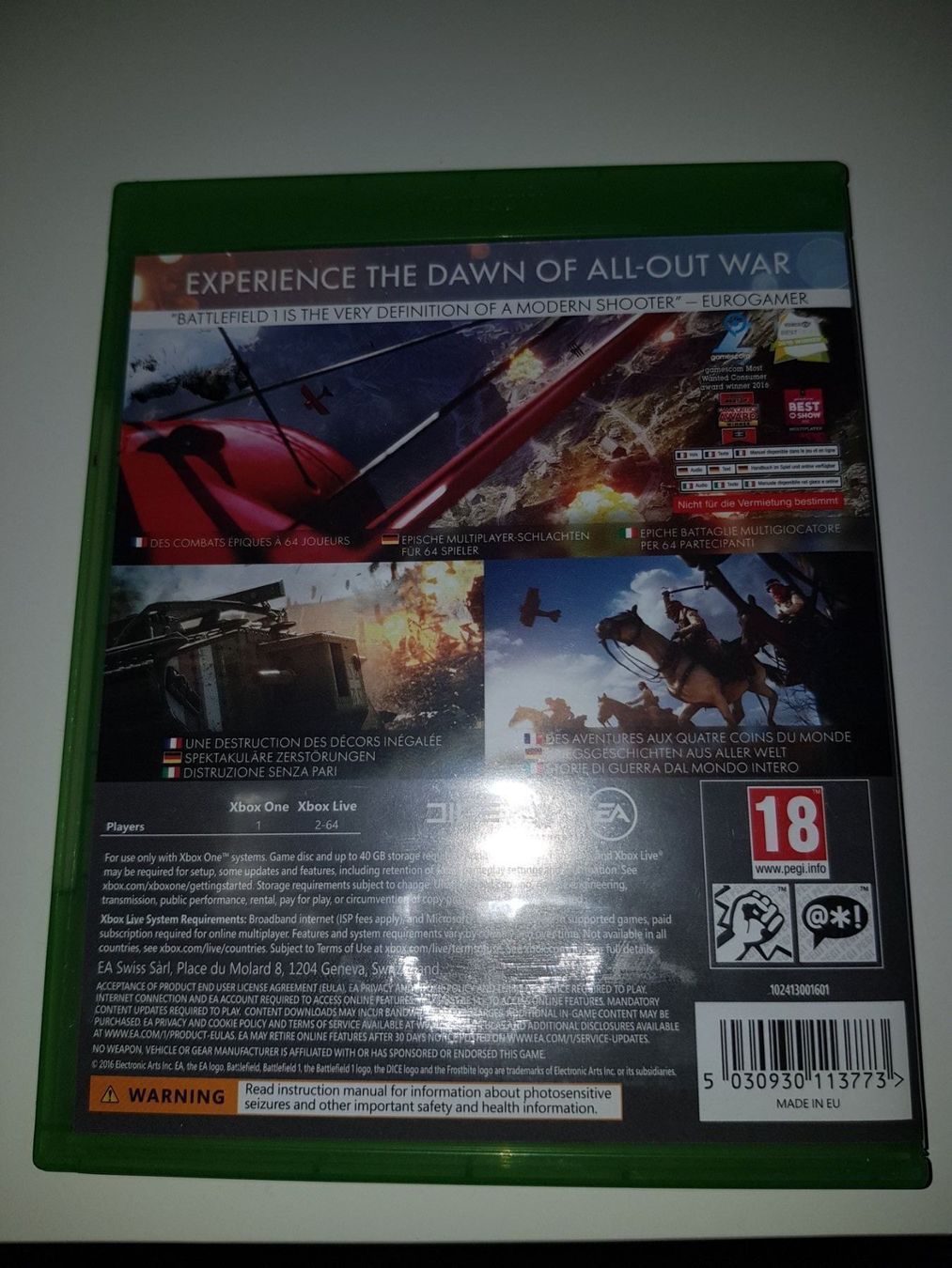 Microsoft Spiele: BATTLEFIELD 1 für XBOX ONE – Gebraucht aus Emmenbrücke von prisan_LU 2
