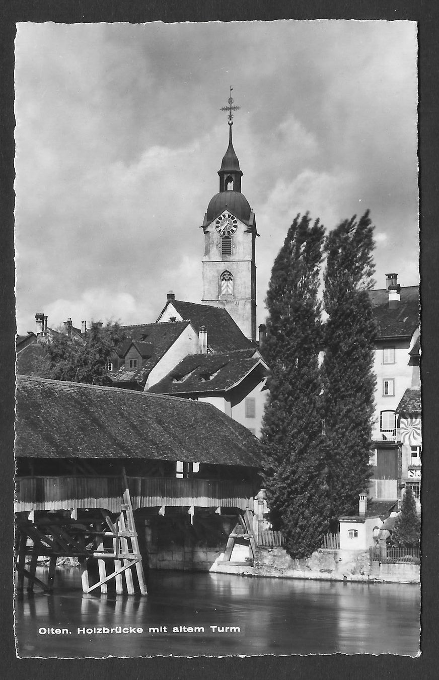 Cartoline postali: Olten Holzbrücke mit altem Turm – Usato da Olten venduto da clotaldi