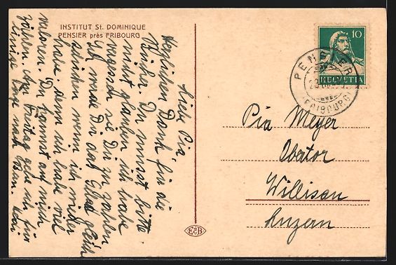 Cartoline postali: Pensier, Institut St-Dominique, Chapelle – Usato da Berlin venduto da bartko-reher 1