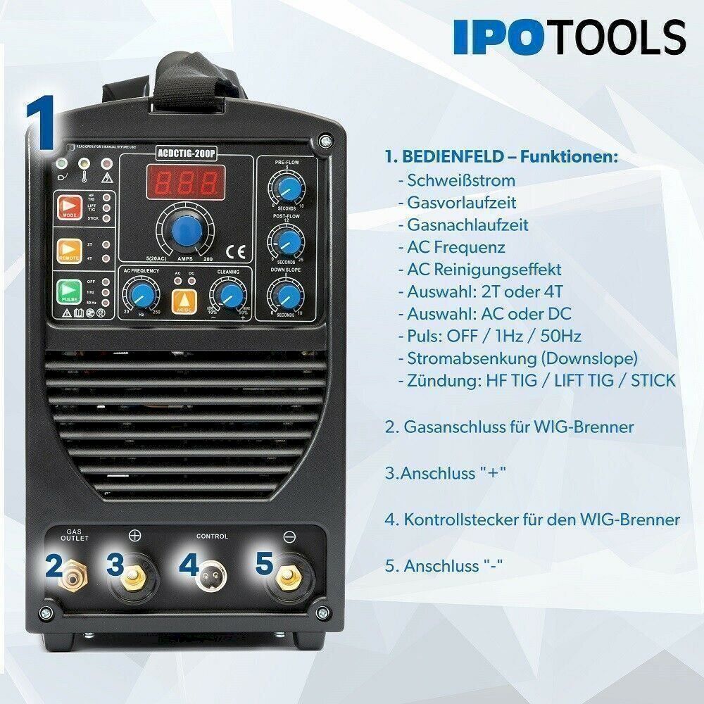 Löten & Schweissen: IPOTOOLS AC DC Schweißgerät ACDCTIG-200P – Neu und originalverpackt aus Bottighofen von zaap 1