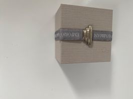 Emporio Armani Kette und Ohrringe silber mit schwarzen Stein