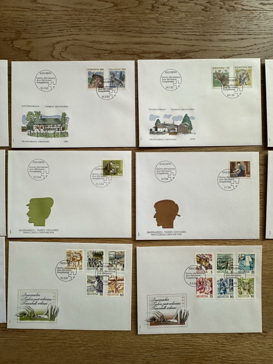 Tutti i francobolli: Schweiz - 15 FDC DAUERMARKEN 1985-1995 – Usato da Schmitten / FR venduto da Samsara169 2