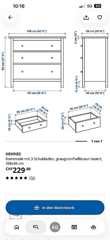 Cassettiere: Kommode IKEA Hemnes 3 Schubladen rot – Usato da Oftringen venduto da Solima 2
