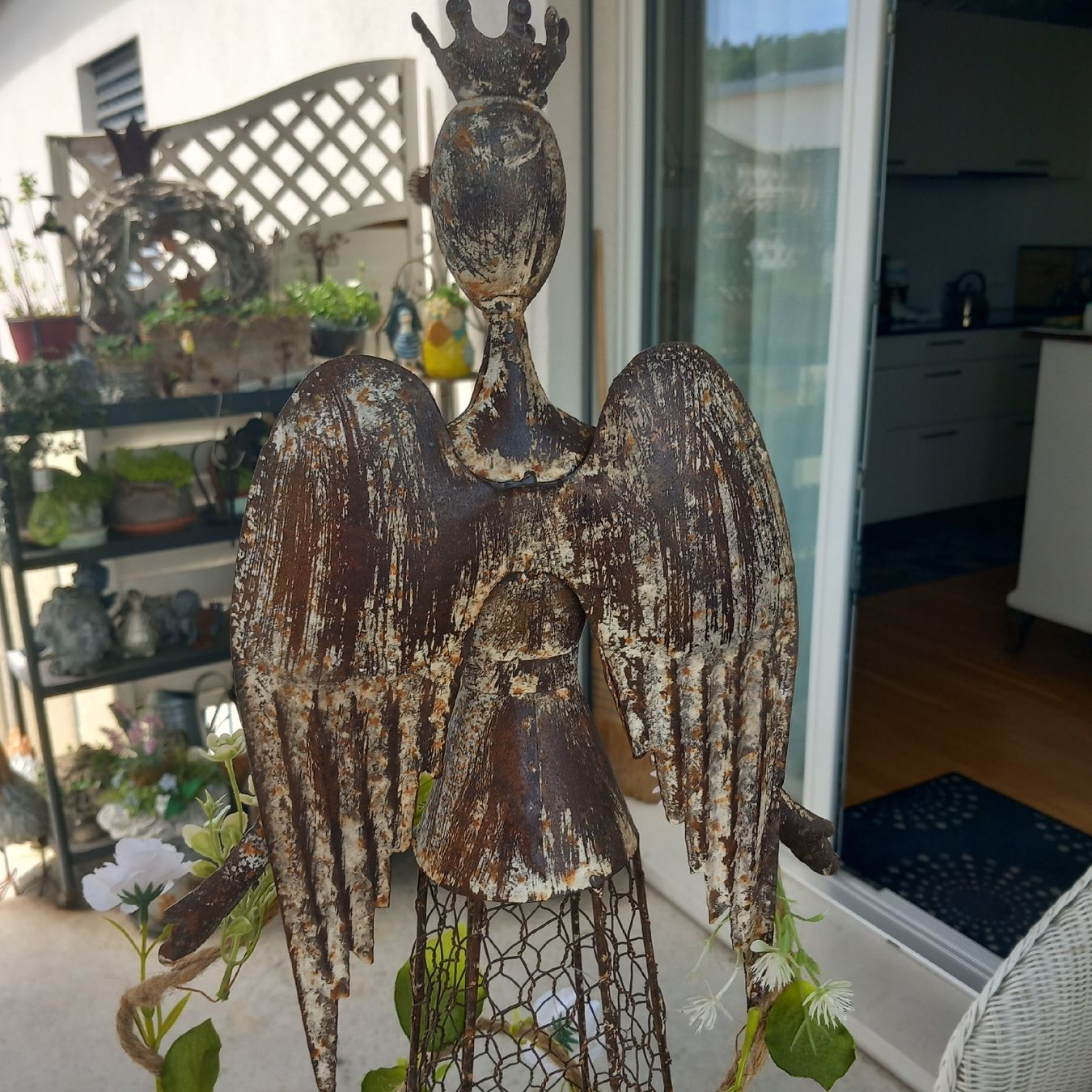 Statuette: Garten Deko:  Draht Metall Engel / H-76cm. – Usato da Aegerten venduto da gismolini