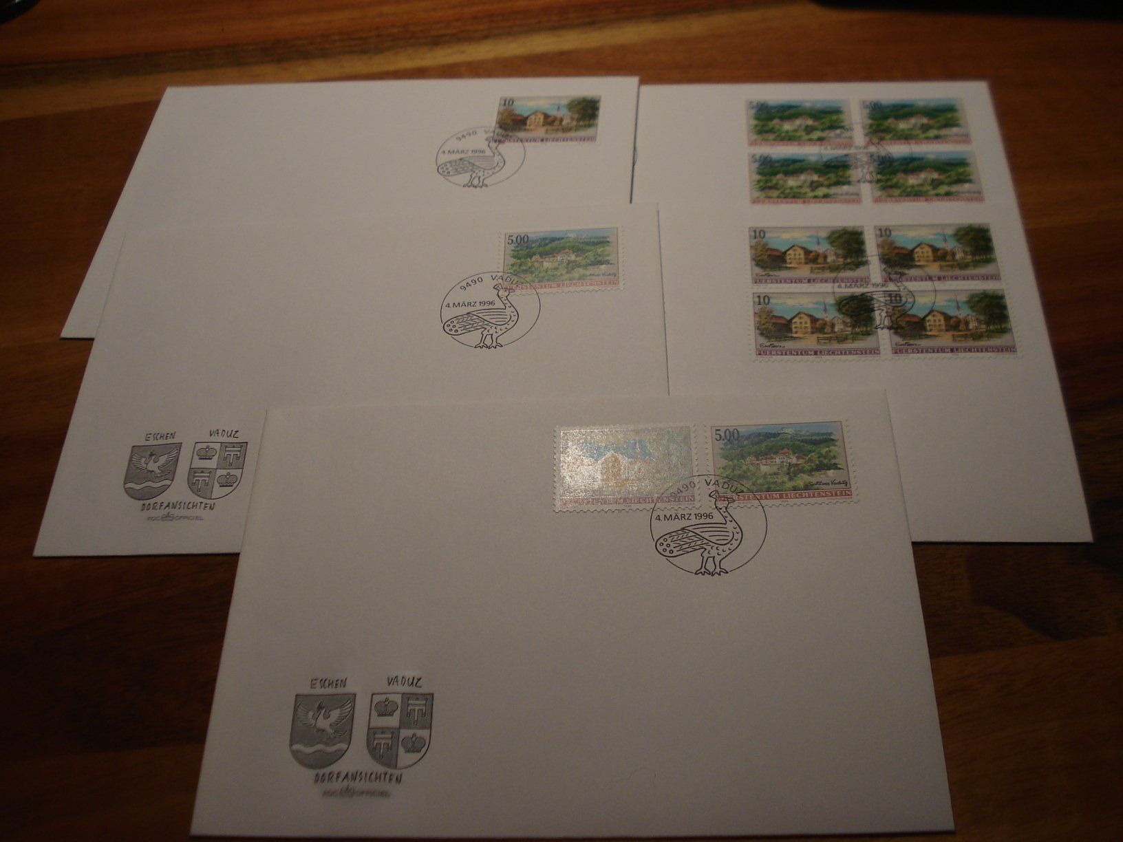 Tutti i francobolli: Liechtenstein, FDC Dorfansicht, 1996, FDC Satz,  Einzel + 4e – Usato da Niederwil AG venduto da morostahu 1