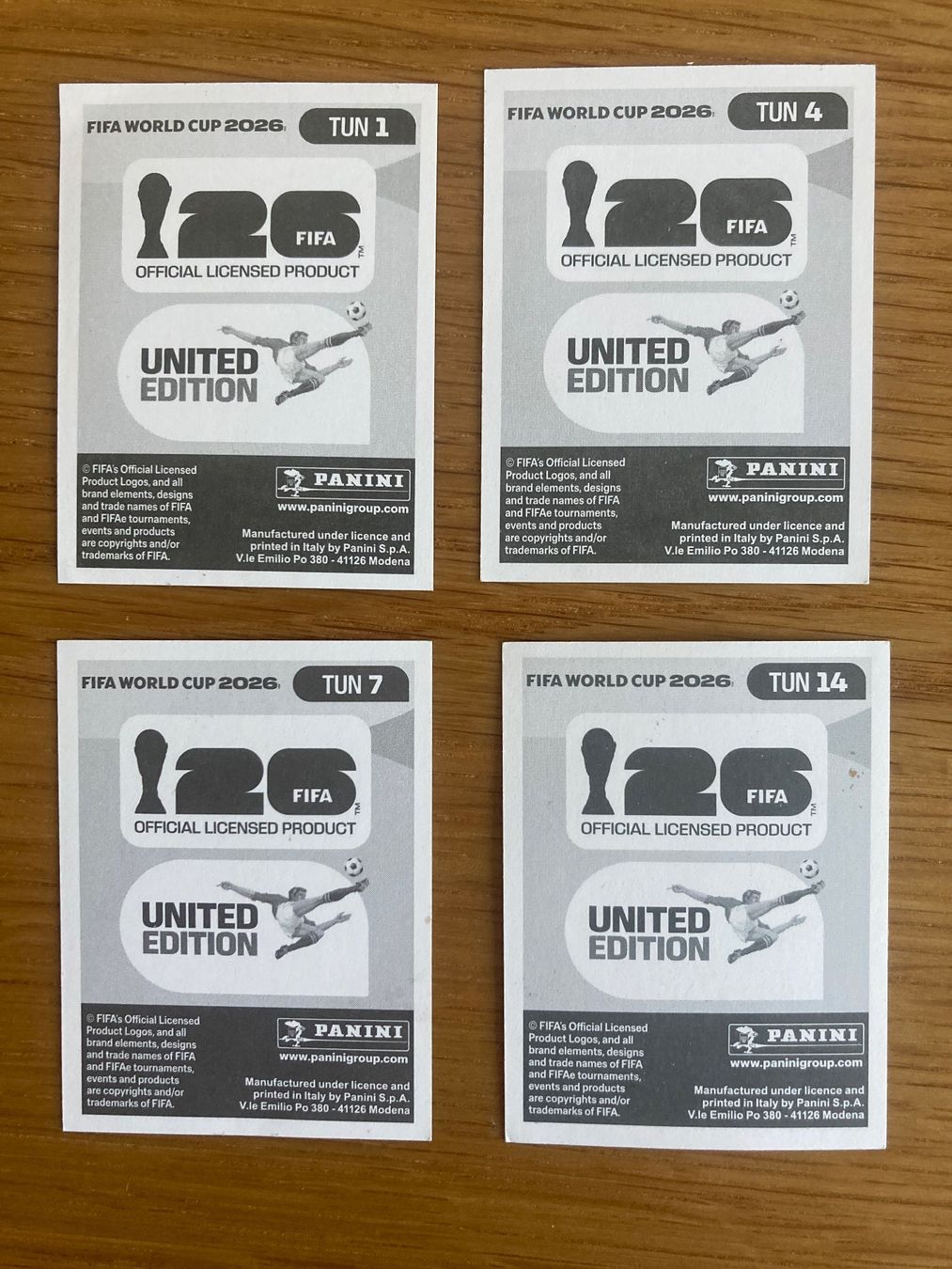 Panini Carte collezionabili: WM Sticker TUN 1, 4, 7, 14 – Nuovo (secondo la descrizione) da Winterthur venduto da Whitefish 1