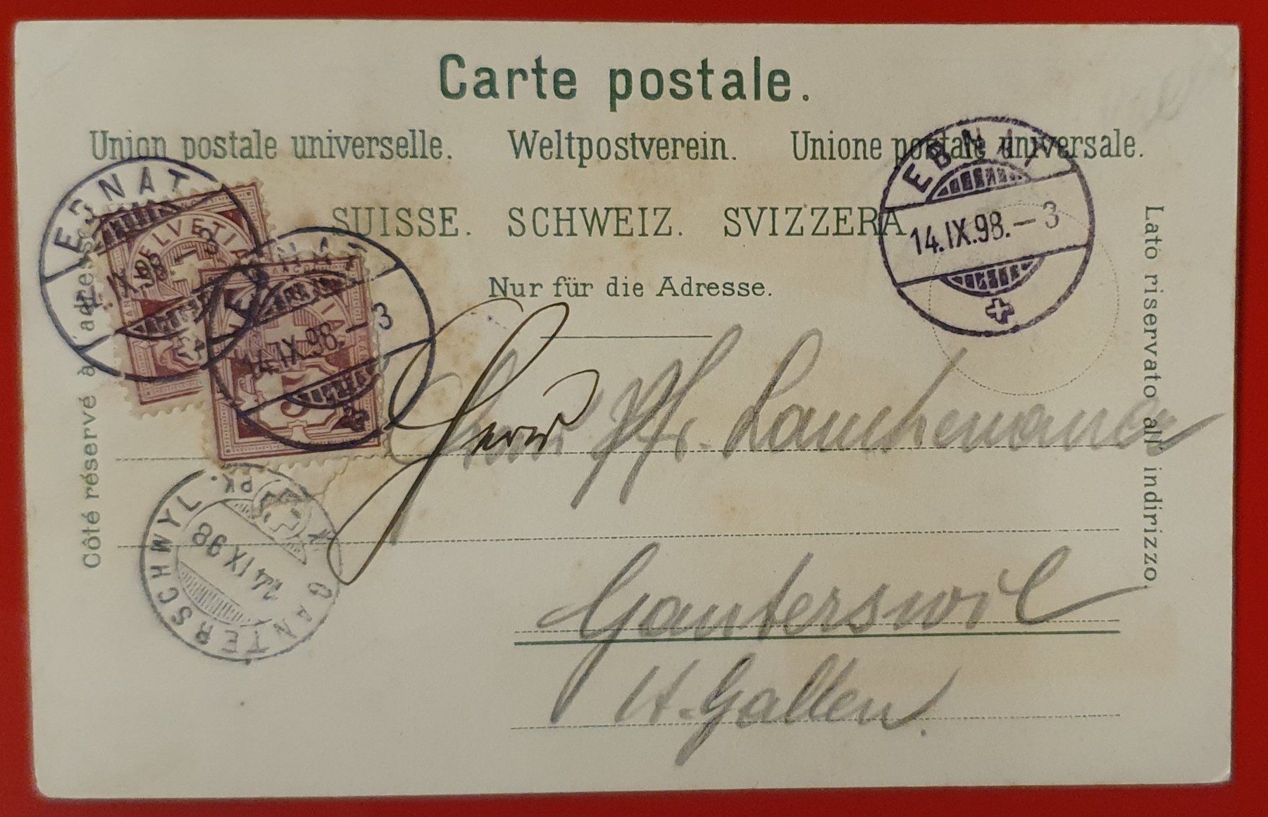 Ansichtskarten: Gruss aus Frauenfeld 1898 – Gebraucht aus Kreuzlingen von Rschweiz1 1