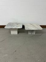 2er Set Marmor Beistelltische Vintage weiss