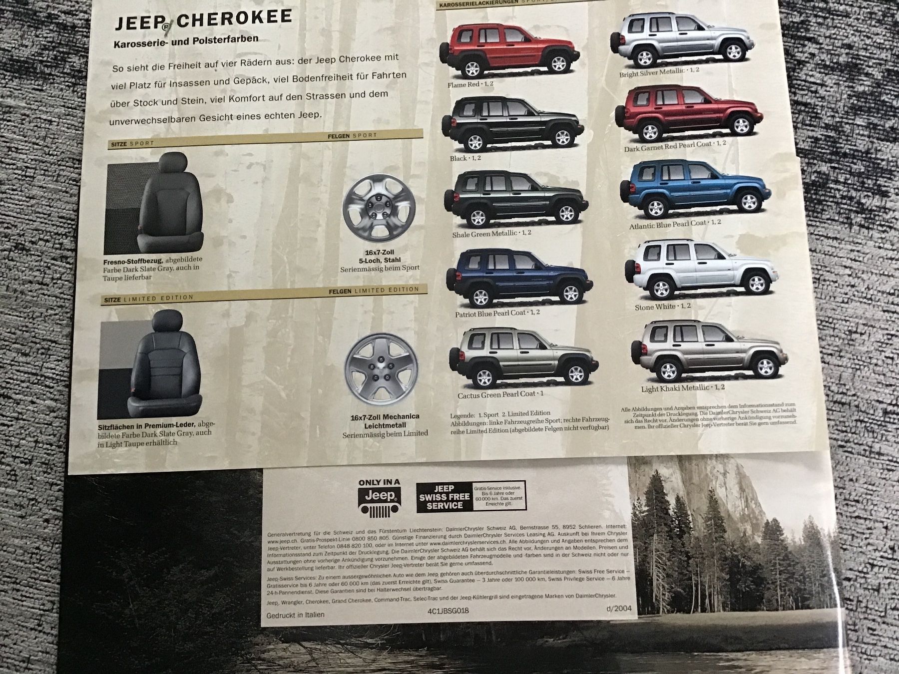 Jeep Dokumente: Jeep Programm Verkaufsprospekt 36 Seiten Jahr 2004 – Gebraucht aus Scherzingen von Starseller62 9