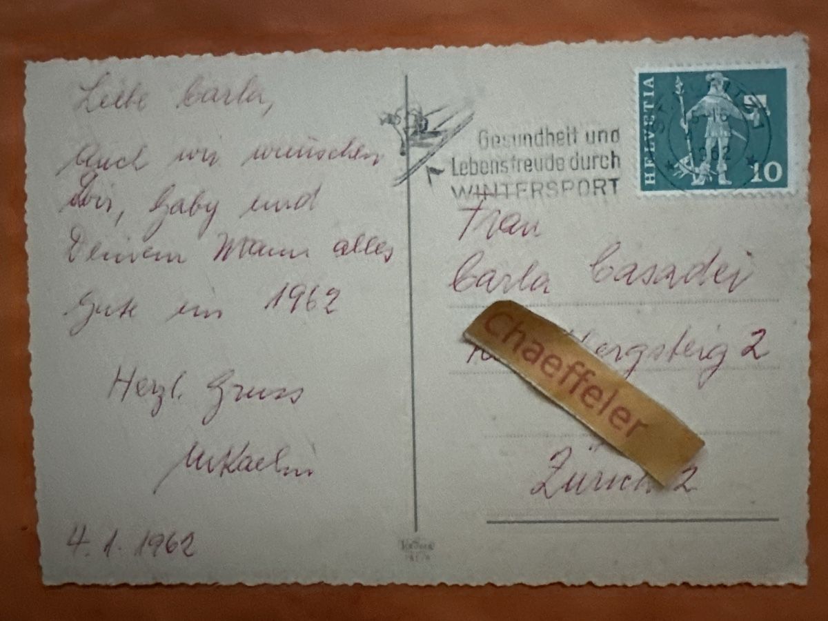 Cartoline postali: Originale St. Moritz Postkarte von 1962 mit Steinbock! – Usato da Zürich venduto da Chaeffeler 1