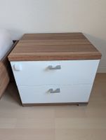 Nachtkästchen mit 2 Schubladen weiss/Holzoptik guter Zustand