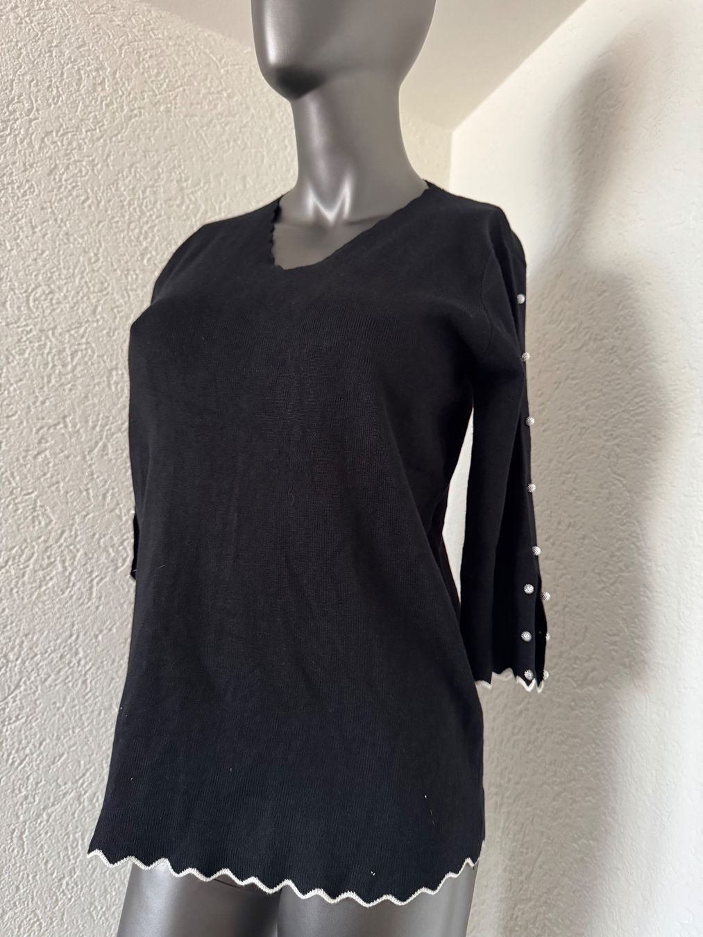 Pullover & Sweatshirts: Damen Strick Pullover Perlen-Details Schwarz Gr M – Gebraucht aus Frenkendorf von Style365 2
