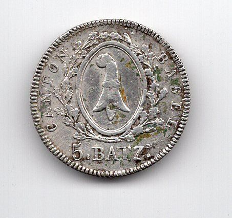 Tutti le monete: (1599) Basel, 5 Batzen 1826, top – Usato da Rüthi (Rheintal) venduto da erdnuessli1