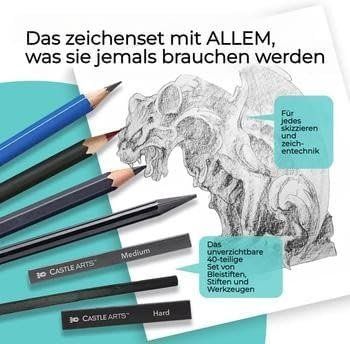 Matite, matite colorate & gessi: Zeichenset 40-teilig Graphit Kohle mit Reißverschlussetui – Nuovo e nell'imballaggio originale da St. Gallen venduto da sch_zsz7 2