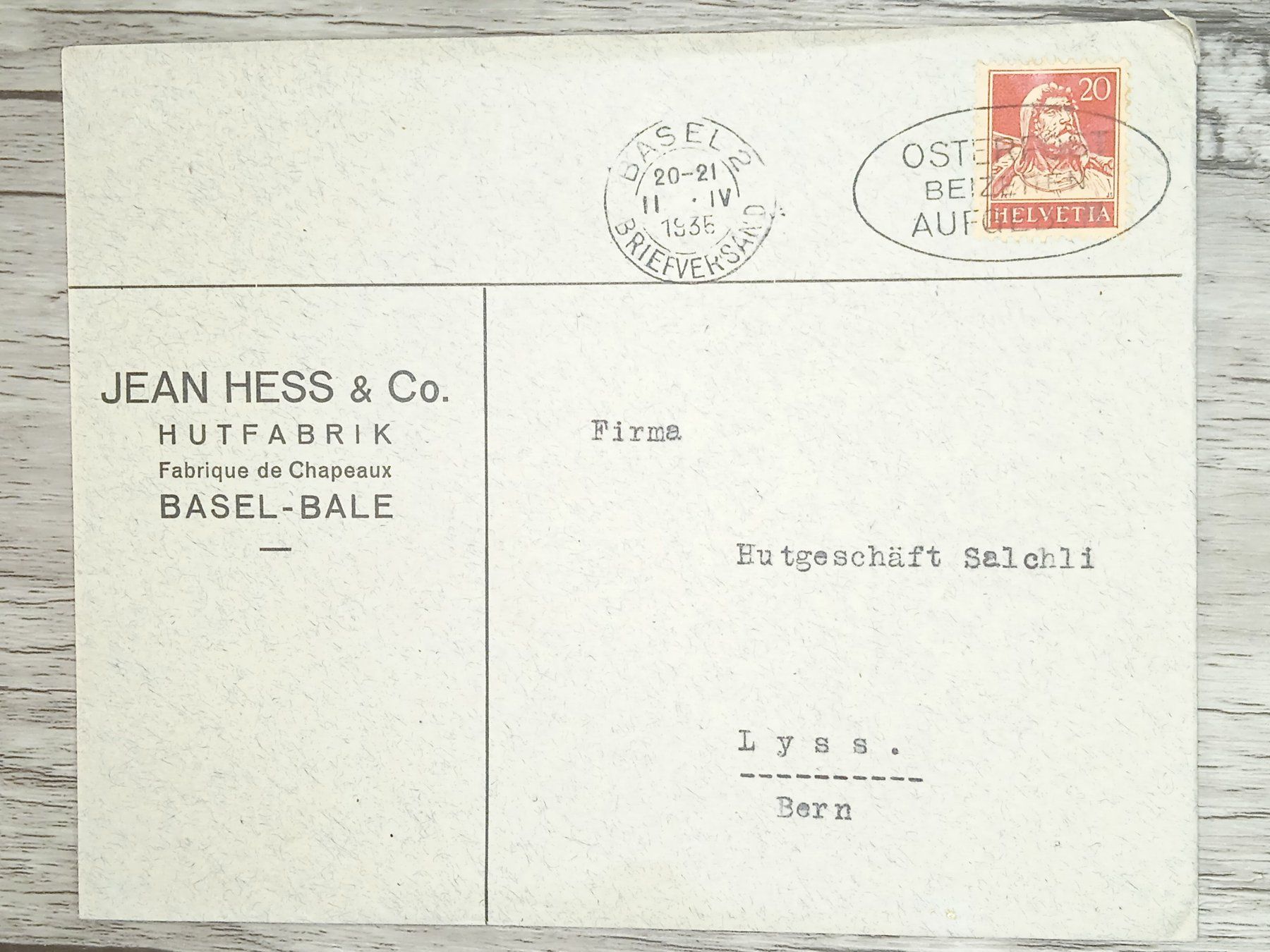 Tutti i francobolli: TR20 Enveloppe + Timbre Suisse 1935 – Usato da Cousset venduto da Patrick_Collections