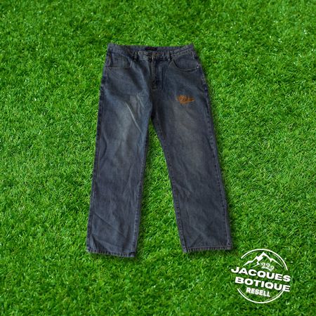 L V  Orange Stitch Detail Denim Pants Blue