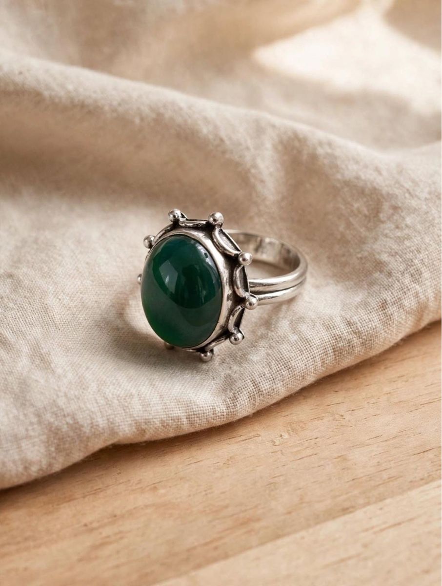Bagues: Vintage Silber Ring Malachit oval  – D'occasion à Zug par LoveSilver