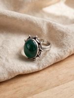 Vintage Silber Ring Malachit oval 