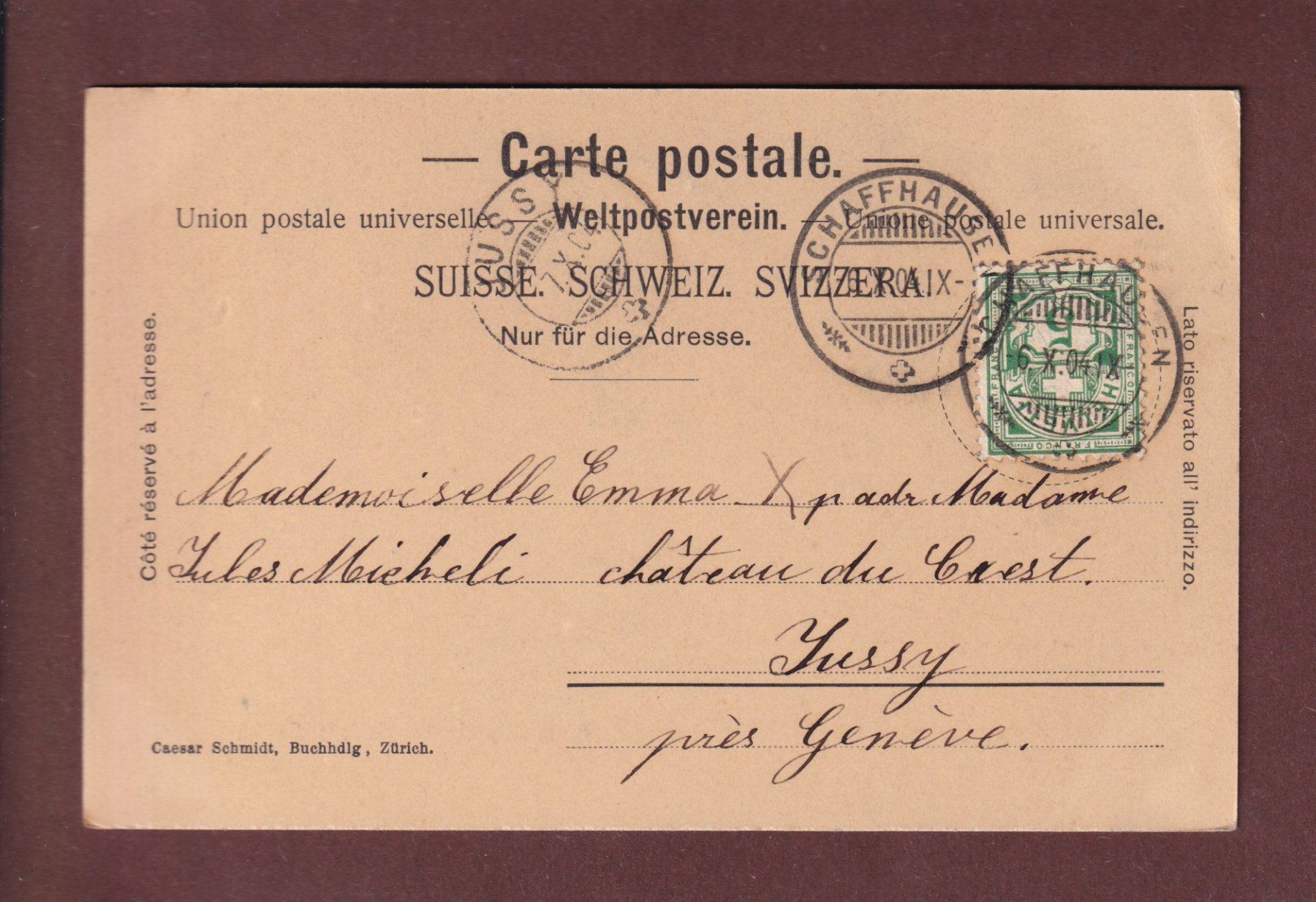 Ansichtskarten: RHEINFALL - Schloss Laufen - 1904 // Eckbug // – Gebraucht aus Pully von nicecards-shop 1