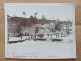 Antikes orig. Foto Pontonbrücke im Bau bei Neubrück