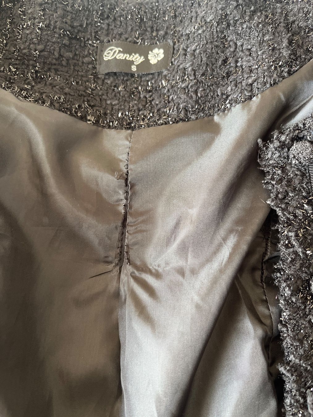 Giacche: Bouclé Jacke, schwarz/glitzer, S – Usato da Solothurn venduto da Bobesch08 6