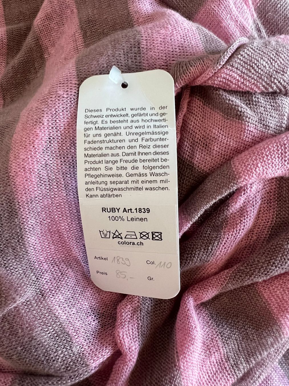 Colora Foulard & Sciarpe: Colora Schal, 100% Leinen, Rosa/Grau, NEU – Nuovo e nell'imballaggio originale da Worb venduto da farben20zauber 3