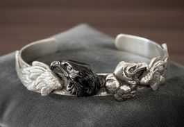 Markante Silber925 Adler Armreif im Gothic-Stil - Neu