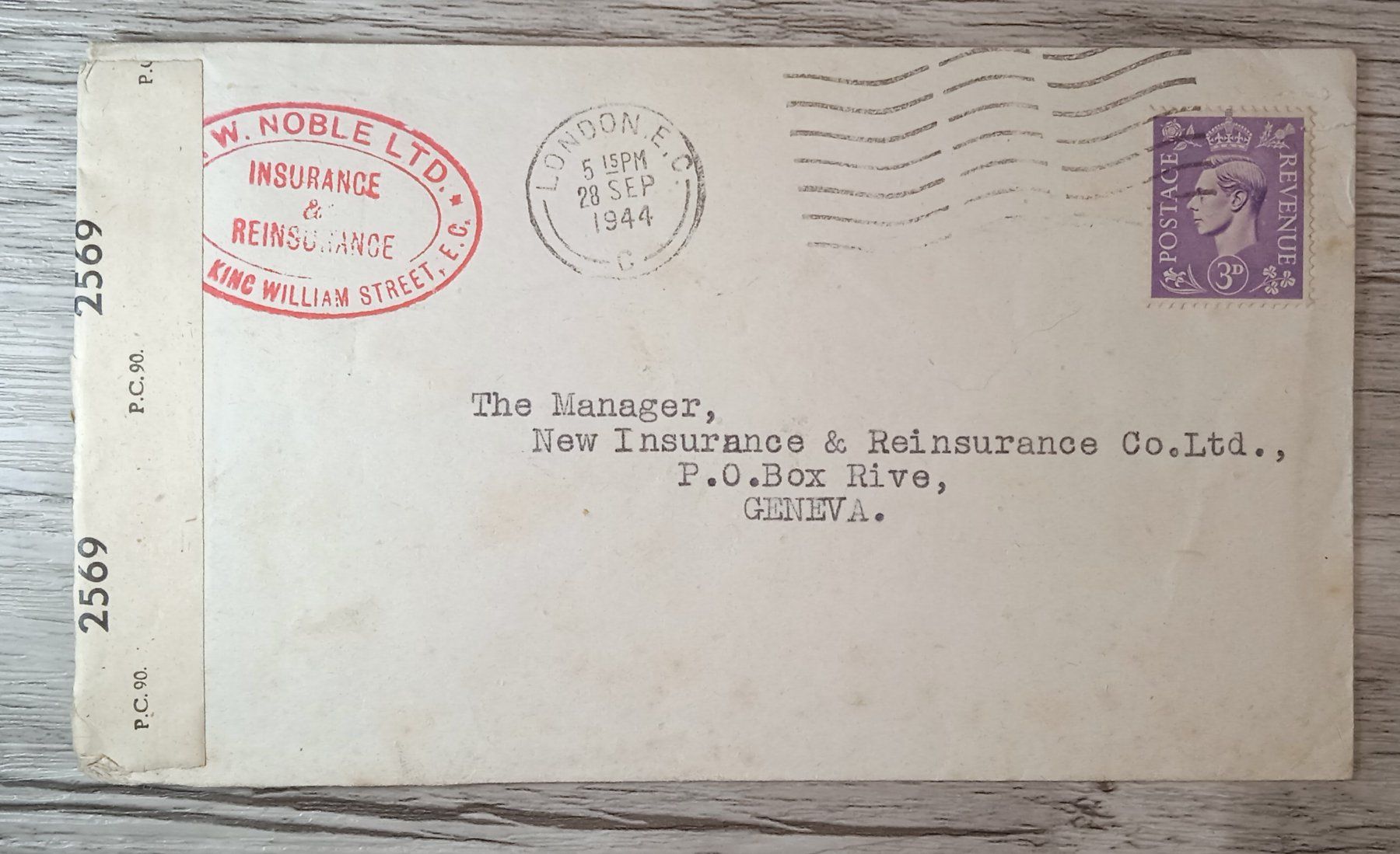 Tutti i francobolli: TR48 Enveloppe + Timbre Royaume-Uni 1944 – Usato da Cousset venduto da Patrick_Collections