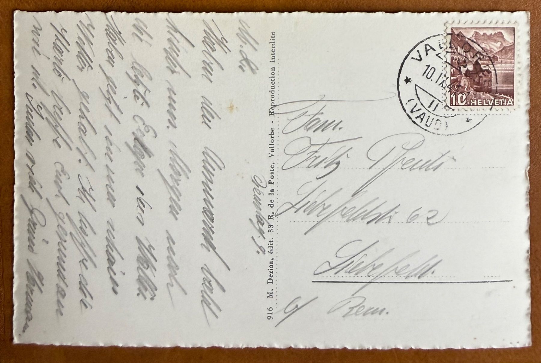 Cartoline postali: Vallorbe - Ballaigues - Panorama 1941 – Usato da Lutry venduto da Ediego 1